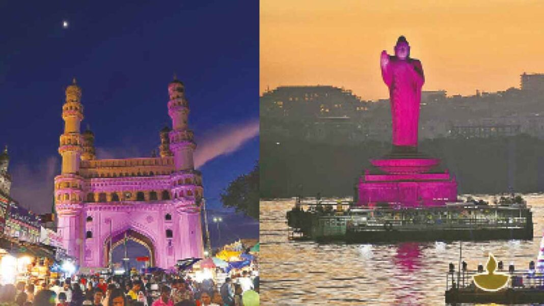సిటీ నైట్ స్కై రిస్పెండెంట్ పింక్ లో మెరుస్తుంది
– PARAHUSHAR NEWS