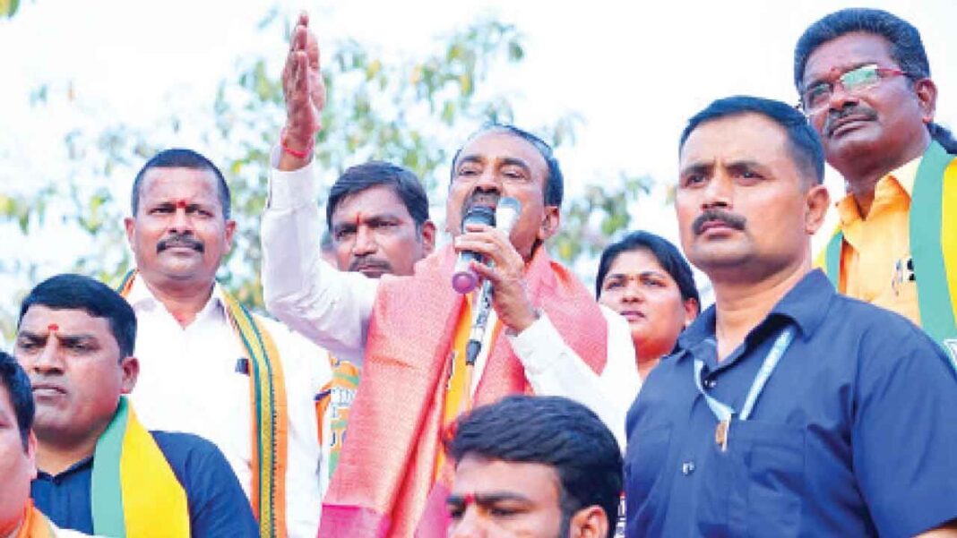 ఈటల oppn ని దూషించారు, మున్సిపల్ ఎన్నికల్లో BJPకి మద్దతు కోరుతున్నారు
