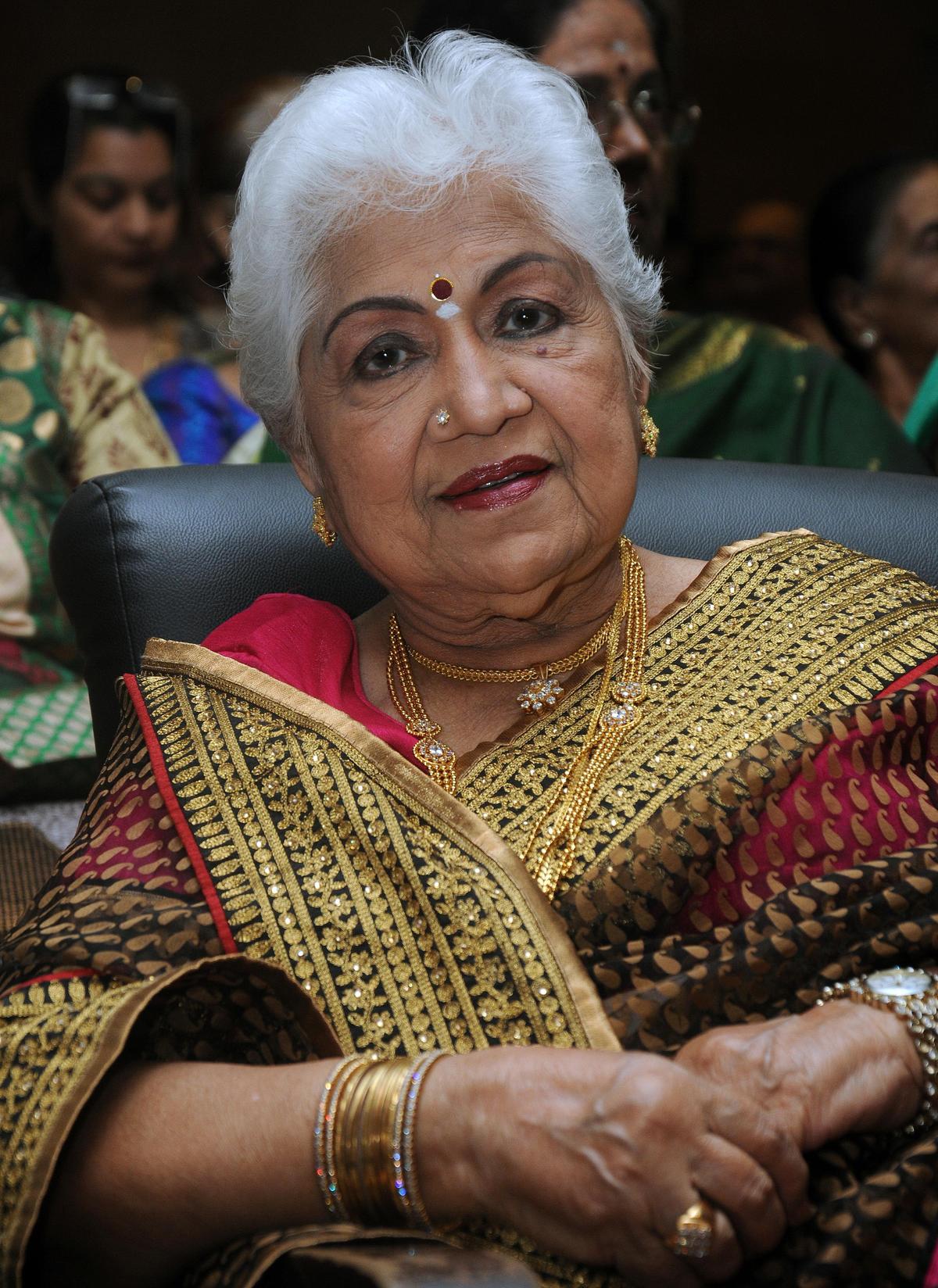 Sowcar Janaki at the Madras Week celebration at Savera Hotel in Chennai on August 18, 2015.