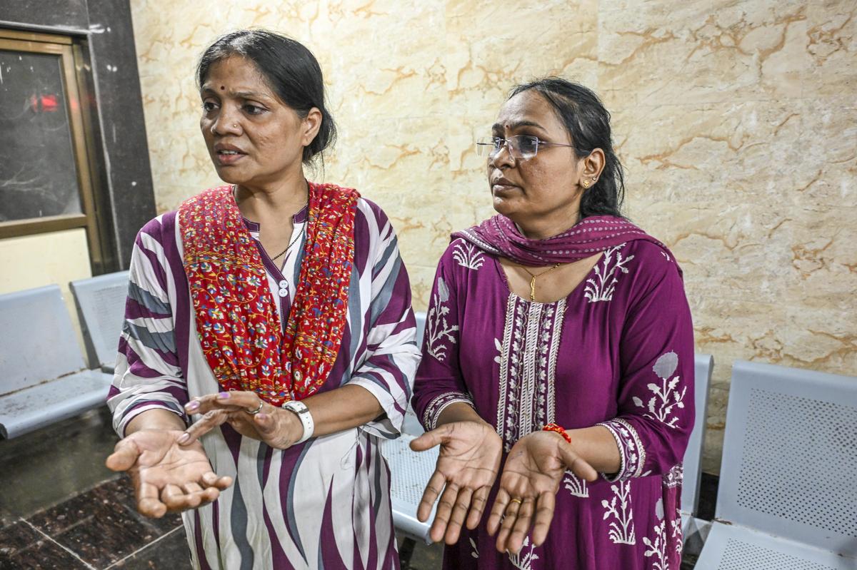 Nursing attendants Kirti Ghanvir and Surekha Dhanvijay, who helped to rescue several infants inside the Amravati hospital NICU.